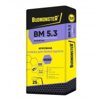 Цементна стяжка BudmonsteR BM 5.3 м, армована, 5-40 мм, 25 кг
