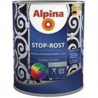 Alpina Stop-Rost Емаль антикорозійна 3 в 1 шовковисто-матова глибокий чорний (0,75 л)